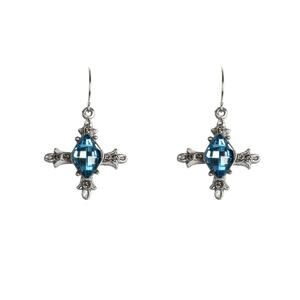 VIRGINS SAINTS & ANGELS VSA Ice Cross Earrings in Silver & Aqua